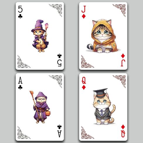 The World of Cats Themed Playing Cards, 54 Unique Designs Deck of Cards, Poker Cards, International Standard Size, Suitable for Travel, Party Entertainment, (Purple) in Saudi Arabia