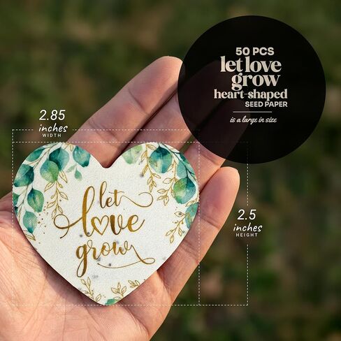 50pcs Large Heart-Shaped Seed Paper – Printed Let Love Grow, Writable & Plantable Wildflower, Mom's Gift for Mother’s Day, Use for Wedding, Heart Party Favors & Easter Decorations in Saudi Arabia