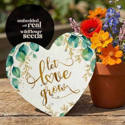 50pcs Large Heart-Shaped Seed Paper – Printed Let Love Grow, Writable & Plantable Wildflower, Mom's Gift for Mother’s Day, Use for Wedding, Heart Party Favors & Easter Decorations in Saudi Arabia