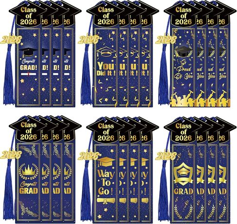 24 Sets 2026 Graduation Gifts Bulk for Students, Congrats Grad Bookmarks with Tassels Blue and Gold Inspirational Senior Party Favors Gift Idea for Him Her High School College University Graduates in Saudi Arabia