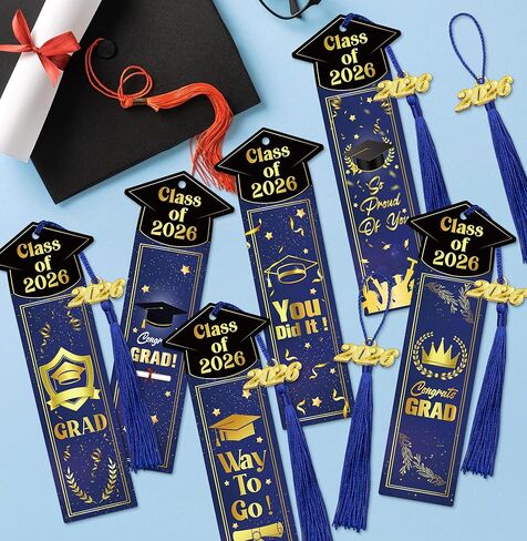 24 Sets 2026 Graduation Gifts Bulk for Students, Congrats Grad Bookmarks with Tassels Blue and Gold Inspirational Senior Party Favors Gift Idea for Him Her High School College University Graduates in Saudi Arabia