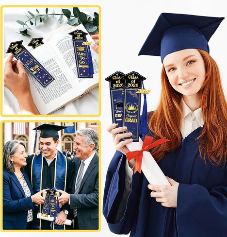 24 Sets 2026 Graduation Gifts Bulk for Students, Congrats Grad Bookmarks with Tassels Blue and Gold Inspirational Senior Party Favors Gift Idea for Him Her High School College University Graduates in Saudi Arabia