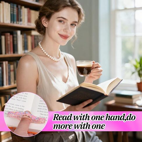 4 PCS Book Page Holder for Reading, Rhinestones Thumb Book Page Holders Transparent Thumb Ring Pages Holder Handmade Personalized Resin Bookmark Thumbs Bookmark for Booklovers in Kuwait