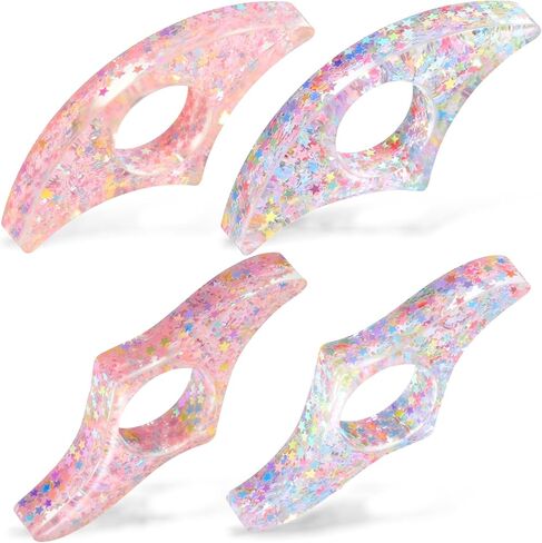 4 PCS Book Page Holder for Reading, Rhinestones Thumb Book Page Holders Transparent Thumb Ring Pages Holder Handmade Personalized Resin Bookmark Thumbs Bookmark for Booklovers in Kuwait