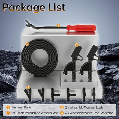 85381-12300 Windshield Washer Nozzle Kit Compatible with Toyota Camry Corolla RAV4 Highlander 4Runner Lexus RX350 LS460-2 Nozzles, 2M Hose, 6 Connectors & Tool Included in Saudi Arabia
