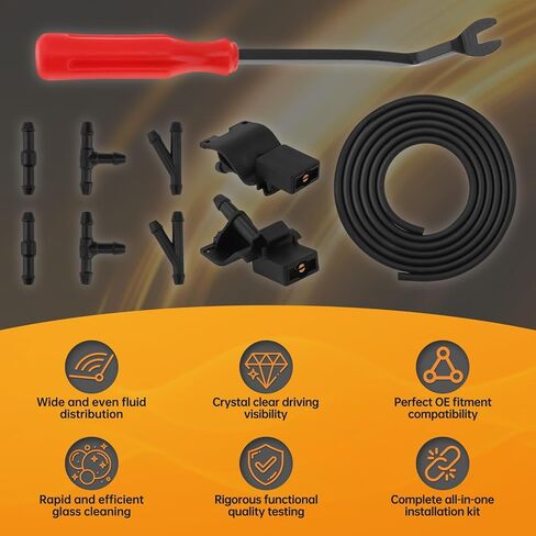 85381-12300 Windshield Washer Nozzle Kit Compatible with Toyota Camry Corolla RAV4 Highlander 4Runner Lexus RX350 LS460-2 Nozzles, 2M Hose, 6 Connectors & Tool Included in Saudi Arabia