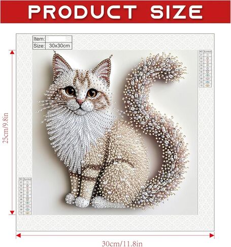 5D Fluffy Kitten Diamond Painting Kit, Irregular Rhinestones Craft Art on Canvas for Living Room and Bedroom Decor - 11.8x11.8 Inch in Kuwait