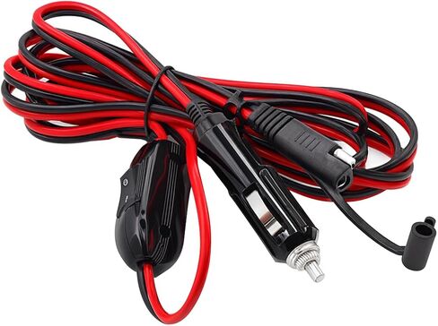 كابل شاحن ولاعة سجائر السيارة SAE، قطعتان 16AWG 8FT ولاعة سجائر ذكر قابس ذكر لكابل تمديد الموصل مع ضوء LED ومفتاح، محول SAE سريع التحرير، ملاءمة عالمية in Kuwait
