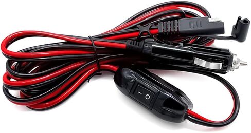 كابل شاحن ولاعة سجائر السيارة SAE، قطعتان 16AWG 8FT ولاعة سجائر ذكر قابس ذكر لكابل تمديد الموصل مع ضوء LED ومفتاح، محول SAE سريع التحرير، ملاءمة عالمية in Kuwait