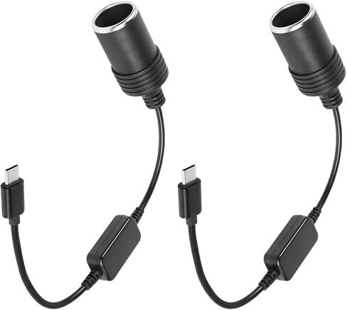 محول USB C إلى ولاعة السجائر، محول أنثى مقبس ولاعة سجائر 5 فولت من النوع C ذكر إلى 12 فولت، كابل محول طاقة 12 وات لشرائط إضاءة LED لبنك الطاقة GPS Dash Cam (قطعة واحدة) in Kuwait