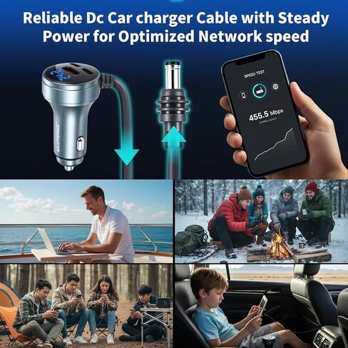 ELUTENG Starlink Mini DC Power Cable 10FT/3M, 12V-24V Car Cigarette Lighter Adapter, 18AWG Waterproof DC Cord, Starlink Mini Replacement Accessories in Kuwait