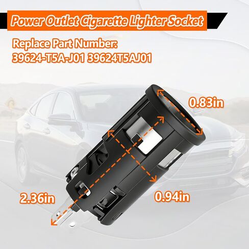 39624-T5A-J01 Car Cigarette Lighter Socket 12V Fit for Honda 2014-2025 Power Outlet Port Replace 39624T5AJ01 in Saudi Arabia