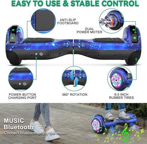 CBD Scooter with Corlorful LED Lights,6.5" Wheels, Dual 300W Motor Scooter for Kids Girls Boys Adults, All Ages in Kuwait