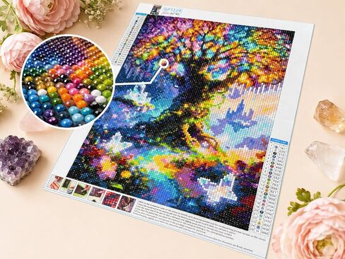 QYLTHRA Fantasy Crystal Tree 5D مجموعات الطلاء الماسي للبالغين والمبتدئين، مجموعات فنية ماسية كاملة الحفر لديكور الحائط المنزلي، 12 × 16 بوصة in Kuwait