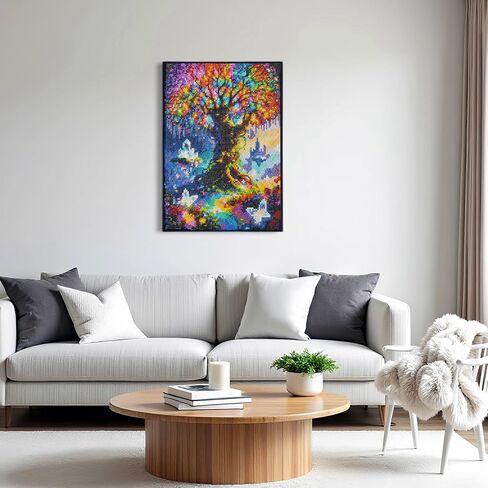 QYLTHRA Fantasy Crystal Tree 5D مجموعات الطلاء الماسي للبالغين والمبتدئين، مجموعات فنية ماسية كاملة الحفر لديكور الحائط المنزلي، 12 × 16 بوصة in Kuwait