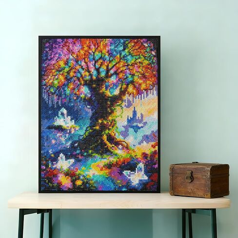 QYLTHRA Fantasy Crystal Tree 5D مجموعات الطلاء الماسي للبالغين والمبتدئين، مجموعات فنية ماسية كاملة الحفر لديكور الحائط المنزلي، 12 × 16 بوصة in Kuwait