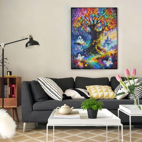 QYLTHRA Fantasy Crystal Tree 5D مجموعات الطلاء الماسي للبالغين والمبتدئين، مجموعات فنية ماسية كاملة الحفر لديكور الحائط المنزلي، 12 × 16 بوصة in Kuwait