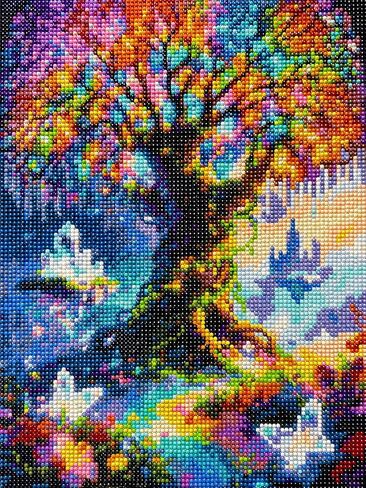 QYLTHRA Fantasy Crystal Tree 5D مجموعات الطلاء الماسي للبالغين والمبتدئين، مجموعات فنية ماسية كاملة الحفر لديكور الحائط المنزلي، 12 × 16 بوصة in Kuwait