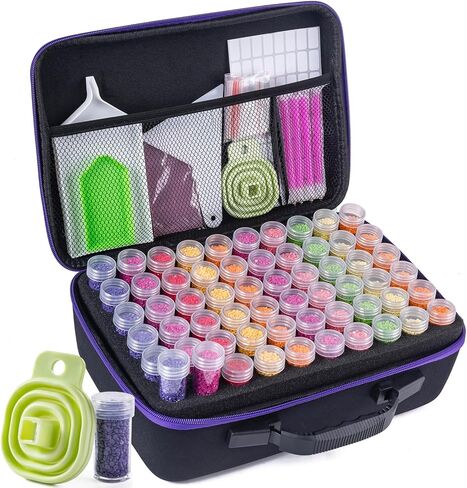 ZYNYXY 30 Slots Diamond Art Storage Container with Diamond Art Accessories and Tools, Portable Bead Storage Boxes for Diamond Painting Kits in Kuwait