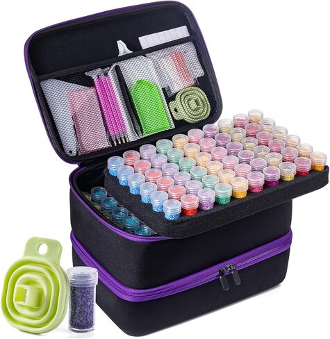 ZYNYXY 30 Slots Diamond Art Storage Container with Diamond Art Accessories and Tools, Portable Bead Storage Boxes for Diamond Painting Kits in Kuwait