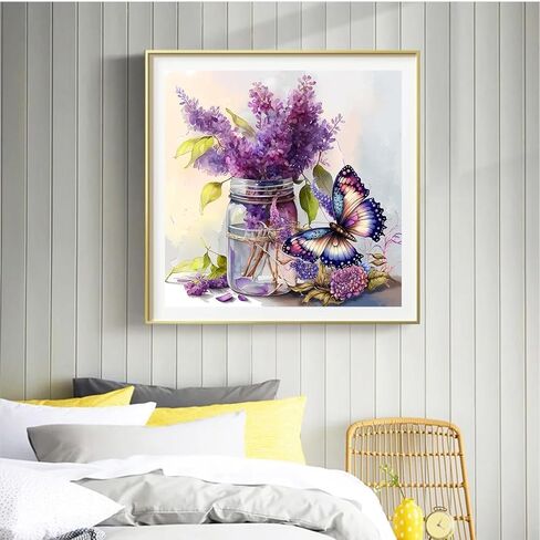 Butterfly Diamond Painting Kits for Adults, Full Drill Diamond Art Kits for Beginners, Round 5D Paint with Diamonds Pictures Gem Art Painting Kits DIY Crafts Kits 14X14inch in Kuwait
