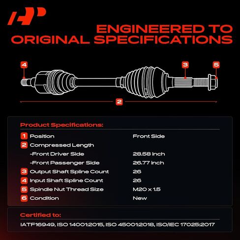 A-Premium CV Axle Shaft Assembly Compatible with Kawasaki Teryx 800 2015-2021, Teryx4 750 2012-2013, Teryx4 800 2014-2021, Front Left Driver Side, Replace# 59266-0047, 59266-0707 in Saudi Arabia