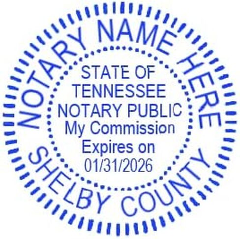 Tennessee Notary Stamp | Flame Red Circular Stamp | Blue Ink in Kuwait