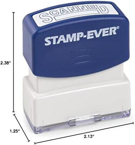 Stamp-Ever Pre-Inked Message Stamp – Scanned, Blue Ink – Impression Size: 9/16" x 1-11/16" in Saudi Arabia