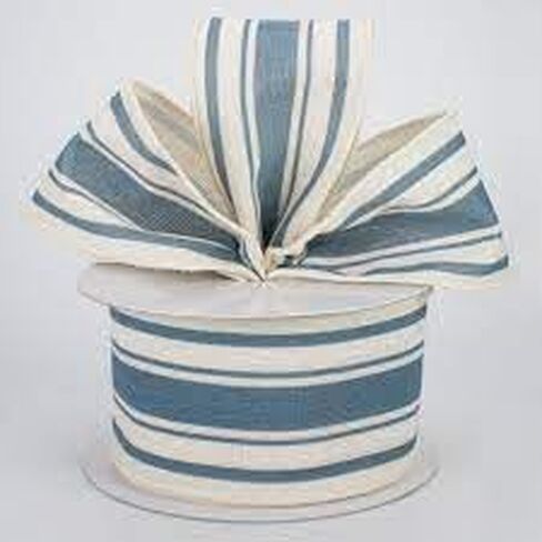 Craig Bachman Royal Burlap Gingham Edge Ribbon 2.5" x 10 Yards, Blue Denim Wired Ribbon for Wreaths, Bow Making, Spring Decorating, Floral Design, and DIY Crafts (RGA10988K) in Kuwait