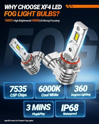 SEALIGHT H10 LED استبدال ضوء الضباب 9140 9145، مخرج ساطع 20000LM، مصابيح ضباب LED مقاومة للماء، 6500K أبيض، حزمة من 2 in Kuwait