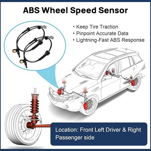 ABS Wheel Speed Sensor Front Left Right Fits for 2008 2009 2010 2011 2012 2013 2014 Nissan Rogue 2.5L, 2007-2013 Nissan X-Trail XTrail, Driver Passenger Side ABS Sensors, 2pcs, ALS1658 47910-1DA1A in Kuwait