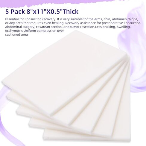 5 Pack Lipo Foam - Post Surgery Ab Board for Use with Post Liposuction Surgery Flattening Abdominal Compression Garments Liposuction Foam Pads for Recovery 8" X11 in Saudi Arabia