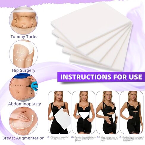 5 Pack Lipo Foam - Post Surgery Ab Board for Use with Post Liposuction Surgery Flattening Abdominal Compression Garments Liposuction Foam Pads for Recovery 8" X11 in Saudi Arabia
