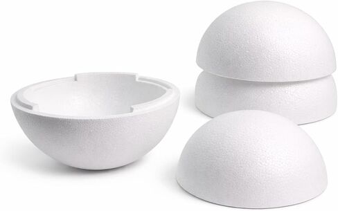 8" Foam Half Sphere – 4 Pack – Made in the USA Smooth Polystyrene Hemisphere for Crafts, Floral Arrangements, Wedding Decor & School Projects – Lightweight Hollow White Foam in Saudi Arabia