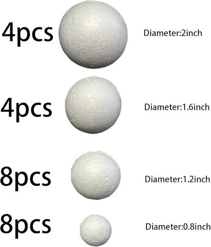 24 Pcs Craft Foam Balls, Smooth Blank Styrofoam Balls for DIY Art Crafts Holiday Decorations School Projects Party Supplies & DIY Crafting Projects in Saudi Arabia