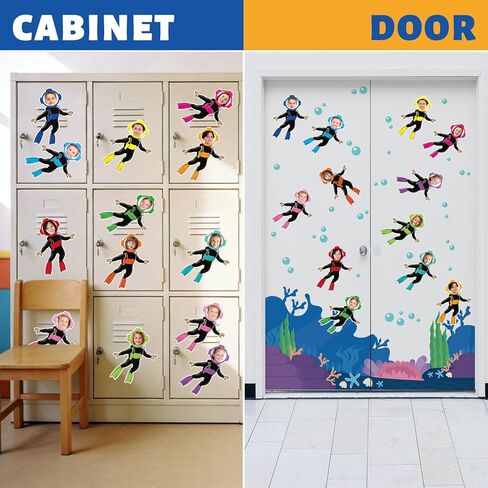 AnyDesign 48 قطعة للغوص الصيفي DIY القواطع الملونة بدلة غطس قطع الورق مع 100 قطعة من نقاط الصمغ للوحة إعلانات الفصل الدراسي للحفلات وحرف الصور in Kuwait