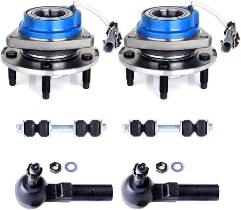 6pc Kit: for Buick for LeSabre 2000-2005 for Riviera 1997-1999 for Cadillac for DTS 2006-2011 Tie Rod + Sway Bar + 2 Front Wheel Hub Bearing in Saudi Arabia