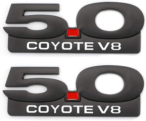 2 قطعة 5.0 Coyote V8 شعار بديل لـ F150 Fx4 Mustang GT معدن يمين/يسار/الباب الخلفي شارة ملحقات شاحنة السيارة (أسود) in Kuwait