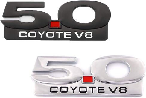 2 قطعة 5.0 Coyote V8 شعار بديل لـ F150 Fx4 Mustang GT معدن يمين/يسار/الباب الخلفي شارة ملحقات شاحنة السيارة (أسود) in Kuwait