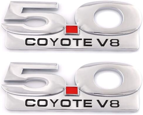 2PCS 5.0 Coyote V8 Emblem Decal Replacement for F150 Fx4 Mustang GT Metal Right/Left/Tailgate Badge Car Truck Accessories (Black) in Saudi Arabia