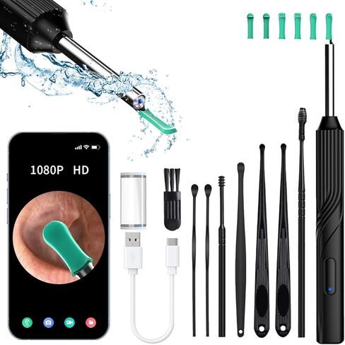 Pro Ear Wax Removal,Soft Silicone Ear Scoop for Ear Cleaning, Ear Cleaner with 1080P HD Otoscope Camera and Light Plus 6Pcs Ear Set for All iPhone and Android Phones. in Saudi Arabia