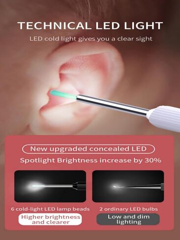 Pro Ear Wax Removal,Soft Silicone Ear Scoop for Ear Cleaning, Ear Cleaner with 1080P HD Otoscope Camera and Light Plus 6Pcs Ear Set for All iPhone and Android Phones. in Saudi Arabia