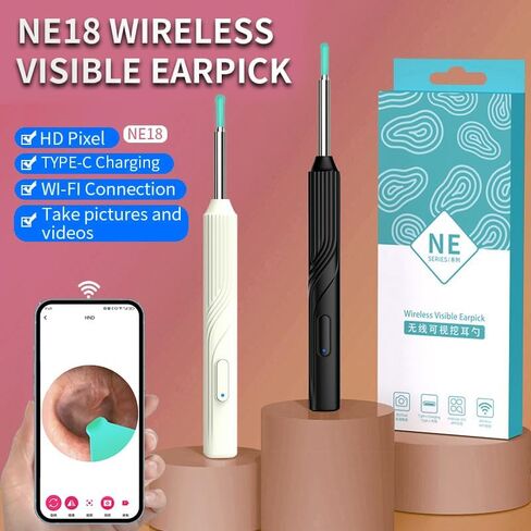 Pro Ear Wax Removal,Soft Silicone Ear Scoop for Ear Cleaning, Ear Cleaner with 1080P HD Otoscope Camera and Light Plus 6Pcs Ear Set for All iPhone and Android Phones. in Saudi Arabia