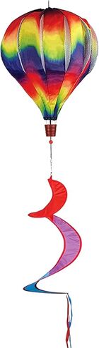 Premier Kites 18 بوصة منطاد الهواء الساخن المموج المتدرج - نسيج أكسفورد متين، إطار من الألياف الزجاجية المعززة، مجموعة قفل سهلة، محور عالي التحمل غير متشابك، ديكور دوار للرياح في الهواء الطلق in Kuwait