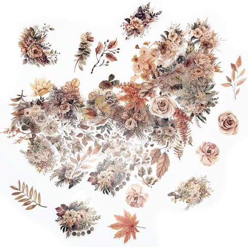 100pcs Flower Stickers, Floral Botanical Sticker,Clear Transparent Plant Stickers for Package DIY Diary Journal Decoration Label Album Scrapbooking (Blue) in Saudi Arabia