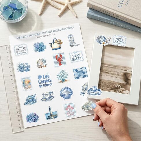 50 Pcs Vision Board Stickers for Women, Blue Aesthetic Ocean Positive Affirmation Stickers for Vision Board Supplies, Coastal Granddaughter Decal Sticker for Adults Teens Planner Accessories in Saudi Arabia