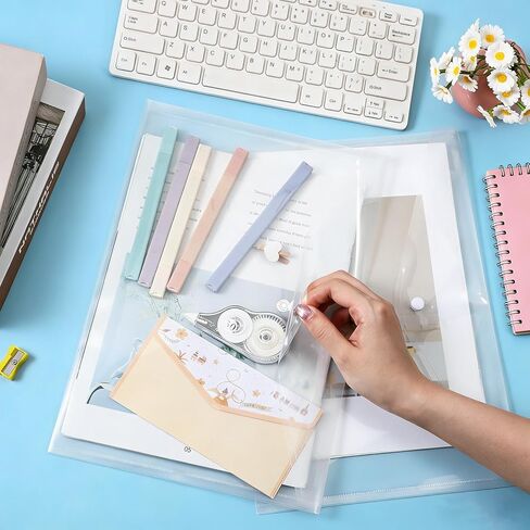 30 Pcs Clear Letter Sized Plastic-Envelopes, Clear Plastic Envelope with Snap Button Closure 8.5 x 11 Letter Size Envelopes Folder for Documents Home Office School in Kuwait