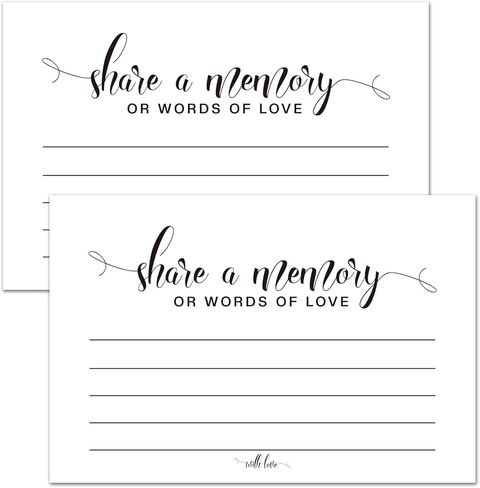 Share a Memory or Words of Love Cards, Celebration of Life Decorations, Funeral Guest book, Memorial Guest Book for Weddings, Showers, Birthdays, Celebration of Life, Going Away, Graduation, 50 Cards. in Saudi Arabia