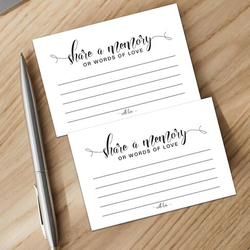 Share a Memory or Words of Love Cards, Celebration of Life Decorations, Funeral Guest book, Memorial Guest Book for Weddings, Showers, Birthdays, Celebration of Life, Going Away, Graduation, 50 Cards. in Saudi Arabia