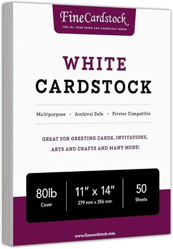 11" x 14" White Cardstock, Heavyweight 80lb Cover (216gsm) Card Stock Paper - Smooth Finish - Great For Arts & Crafts, Greeting Cards, Invitations, Brochures, Restaurant Menus, Posters | 50 Sheets in Kuwait